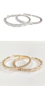 Simple Gold Ladies Zircon Earrings European And American Big Earrings (Option: suit)
